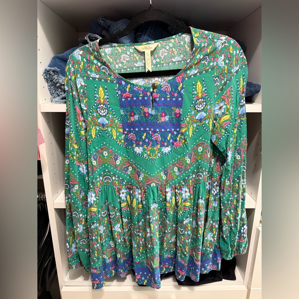 Matilda Jane Green and Blue Floral Blouse